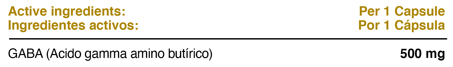Supplement Facts GABA 60 V-Caps